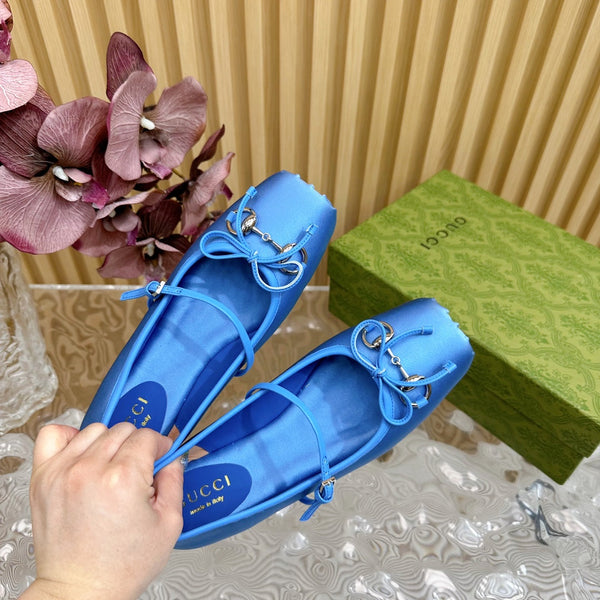 BALLET FLAT IN COBALT BLUE SILK