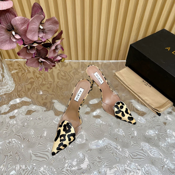 Alaila Mule 100mm In Light Yellow Lambskin With Horse Hair 957211