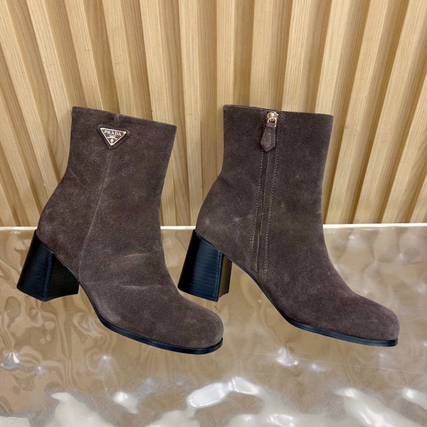 Prada 25 Boot Brown Black Suede 498222
