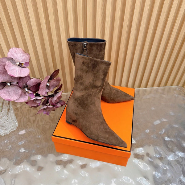 HM Leonie Ankle Boots 7cm Dark Brown Suede 589199