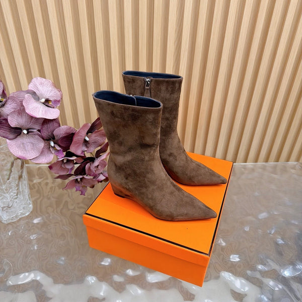 HM Leonie Ankle Boots 7cm Dark Brown Suede 589199