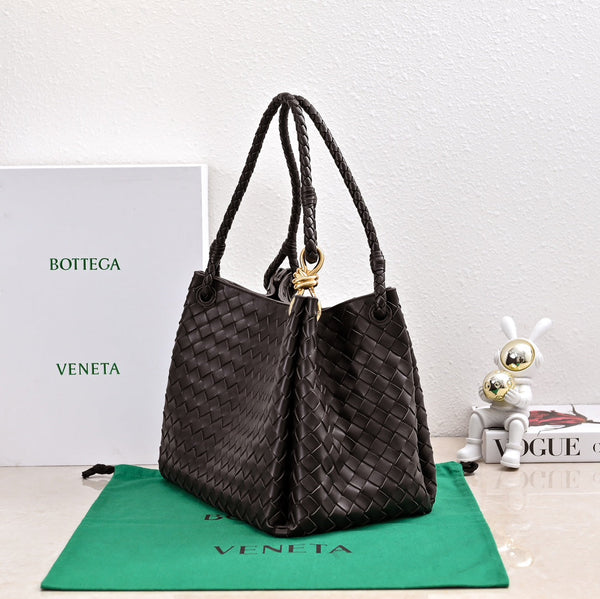 BV 26s Parachute Bag Black Intrecciato Leather 291397