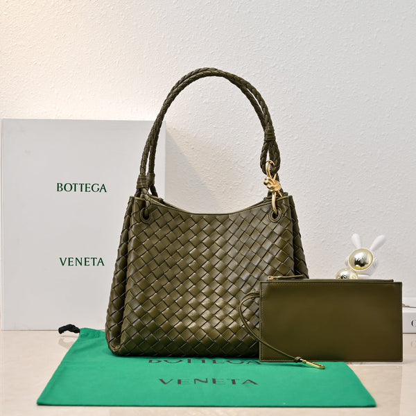 BV 26s Parachute Bag Olive Intrecciato Leather 291411
