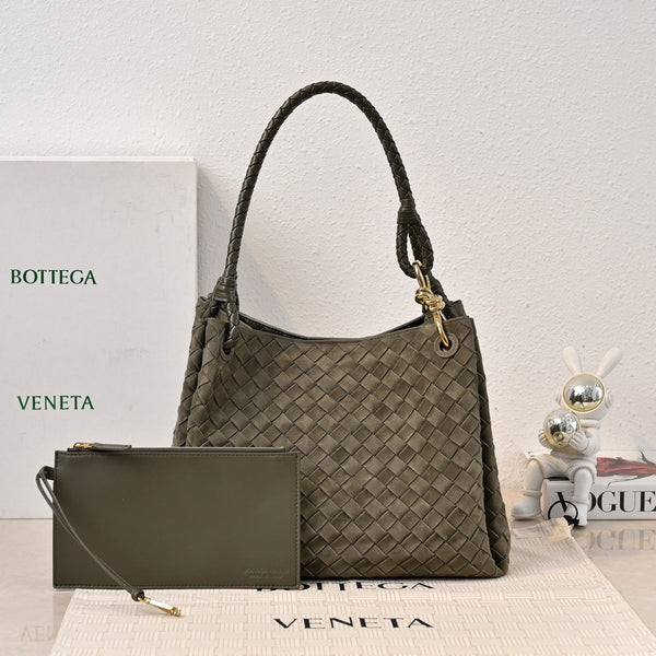 BV 26s Parachute Bag Olive Intrecciato Suede 291417