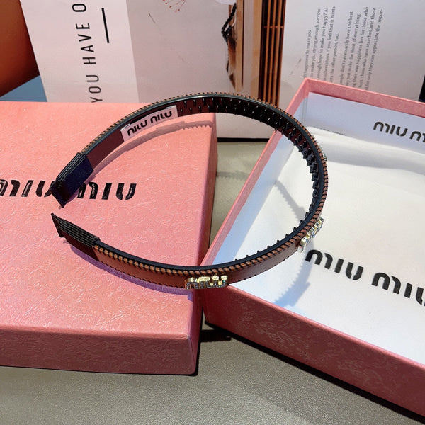 HEAD BAND IN BURNT ORANGE LAMBSKIN AND RESIN 417296