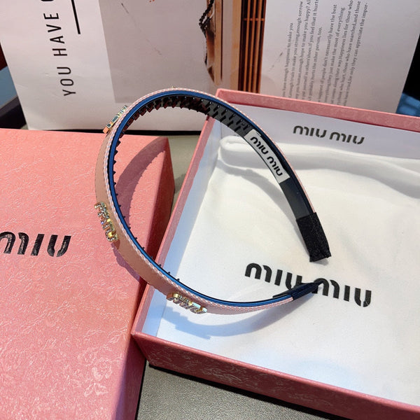 HEAD BAND IN LIGHT PINK LAMBSKIN AND RESIN 417297
