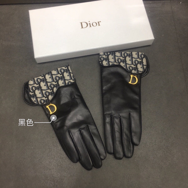 SADDLE GLOVES IN BLACK LAMBSKIN MIX MONO JACQUARD FABRIC 149747