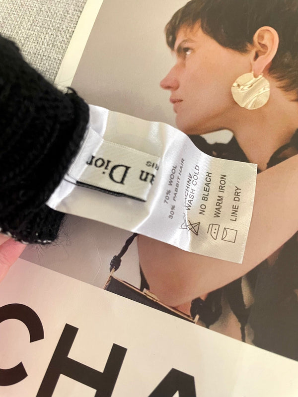 KNITTED GLOVES IN BLACK MIX WHITE WOOL 449712
