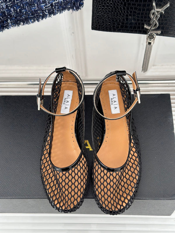 Alaia Mary Jane Ballet Flat Black Lambskin 293229