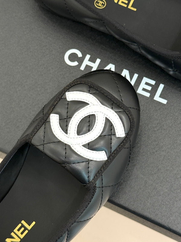 CC 26s Cambon Ballet Flats Black Quited Lambskin 887794