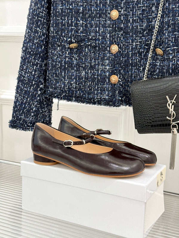 MM6 26s Tabi Mary Jane Ballerina Flats Chocolate Leather 991561