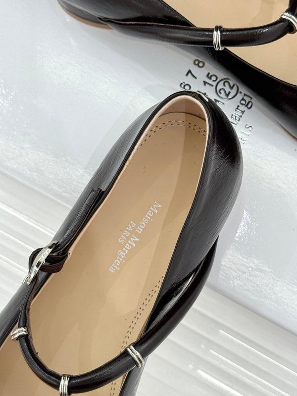 MM6 26s Tabi Mary Jane Ballerina Flats Chocolate Leather 991561