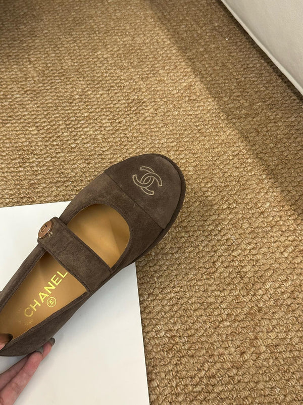 CC 26s Mary Jane Flats Dark Brown Suede