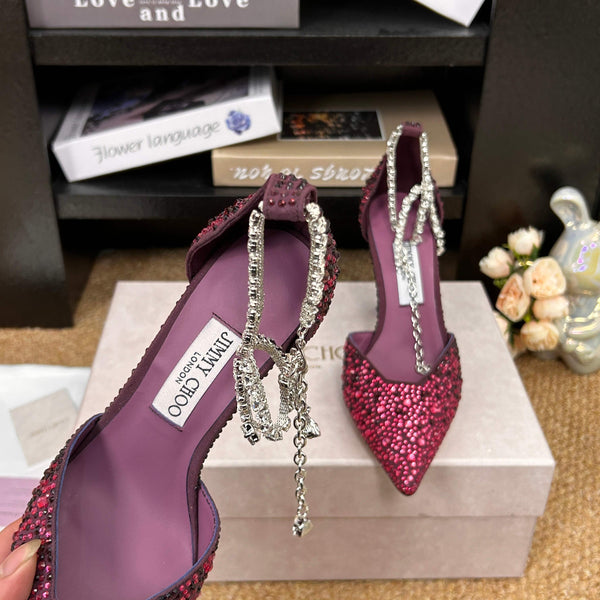 Jimmy 26 Stevie Pump 9cm Burgundy Crystal Leather 681906