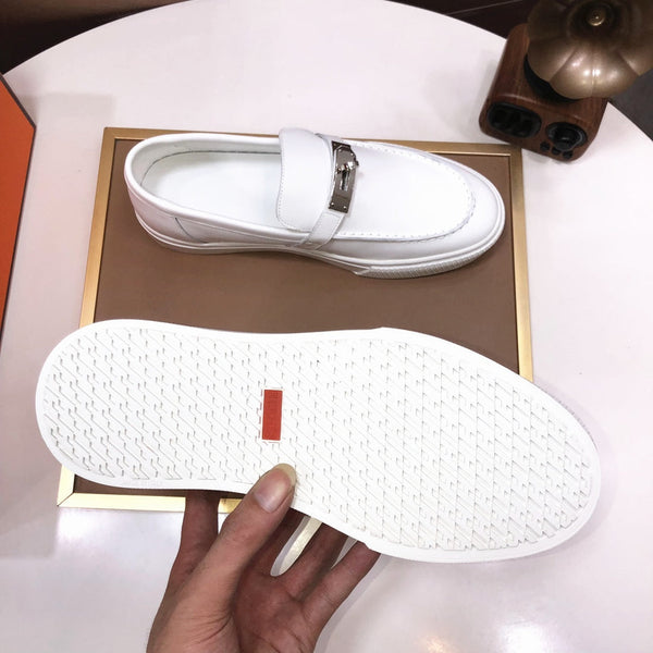 HM Men's Game Slip-on Loafer White Cowhide 473161