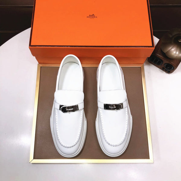 HM Men's Game Slip-on Loafer White Cowhide 473161