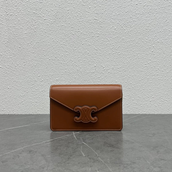 Celine WOC Triomphe Brown Cowhide