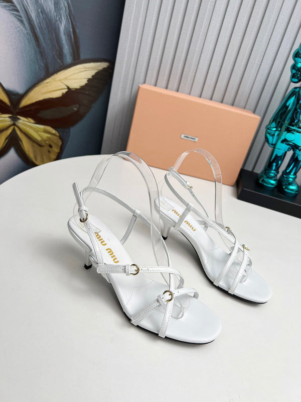 Miu 26s Sandals 5.5cm White Patent Leather 680449