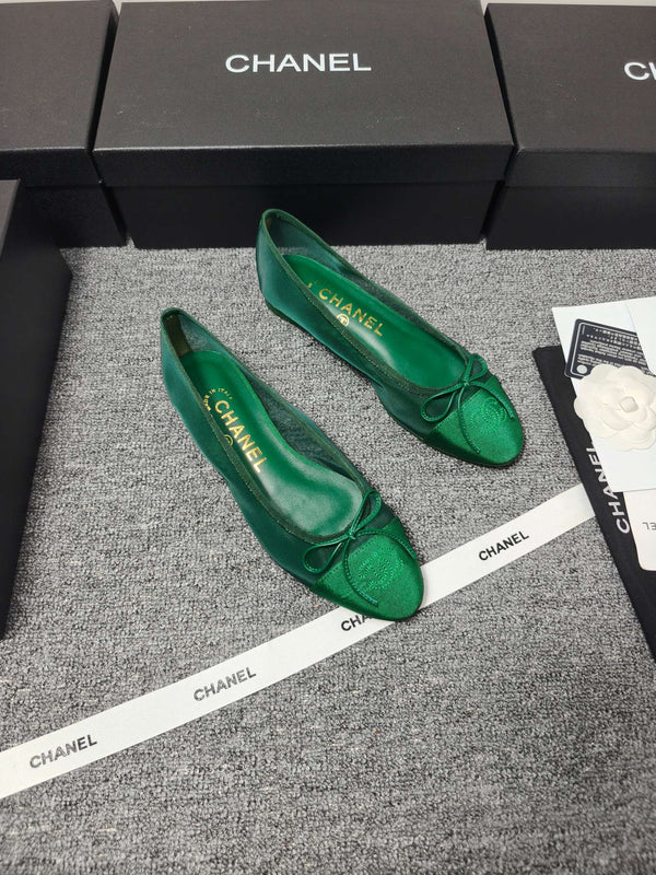 CC 26s Ballet Flat Green Mesh Fabric Sheepskin 681980