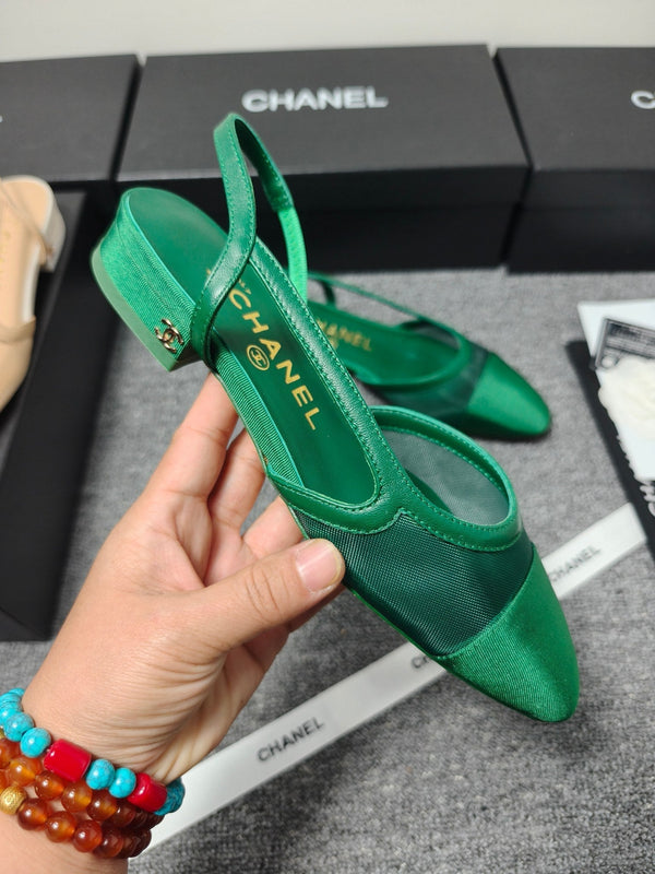 CC 26s Slingback 20 Green Mesh Fabric Sheepskin 681999