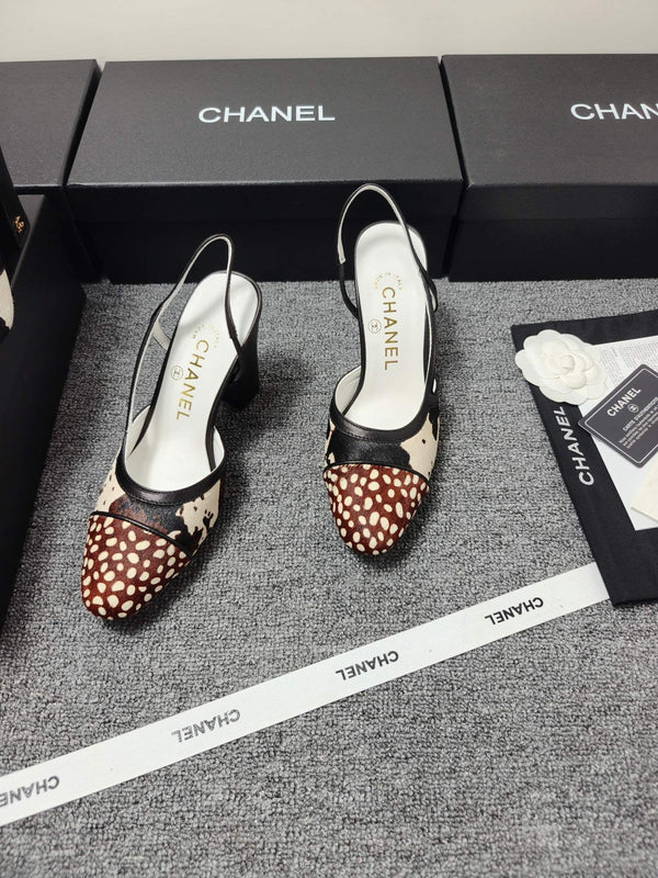 CC SS 2026 Slingbacks 9.5cm White Brown Black Calfskin Lambskin