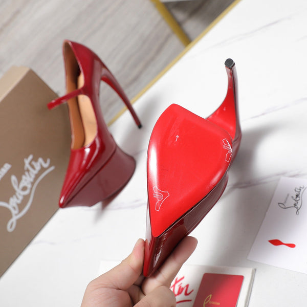 CL Matières Fécales Platform Pumps 15cm Red Patent Leather 637885