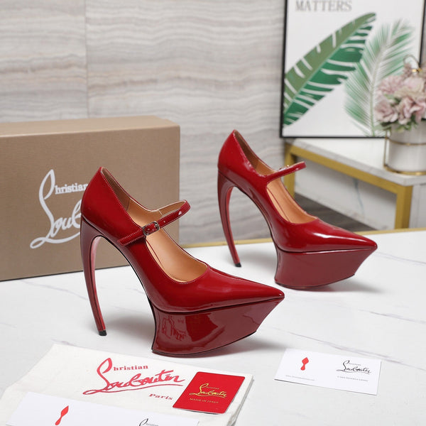 CL Matières Fécales Platform Pumps 15cm Red Patent Leather 637885
