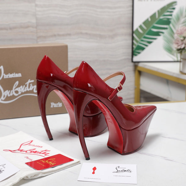 CL Matières Fécales Platform Pumps 15cm Red Patent Leather 637885