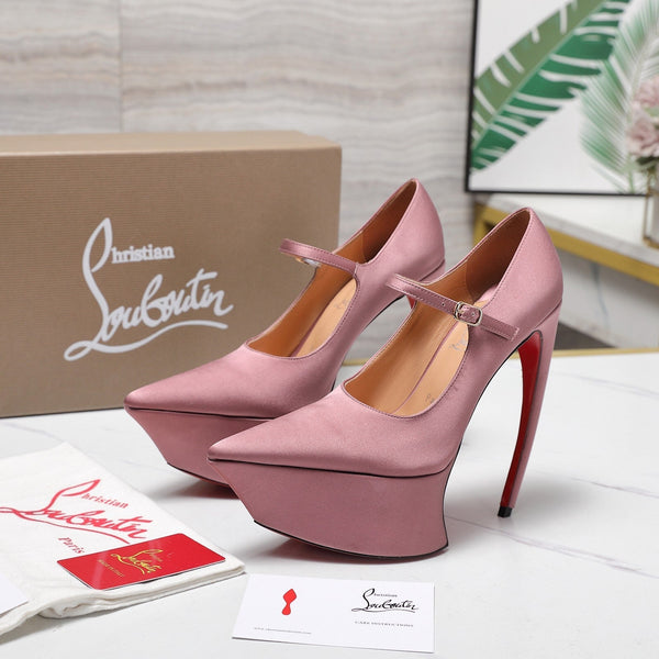 CL Matières Fécales Platform Pumps 15cm Pink Satin 637889