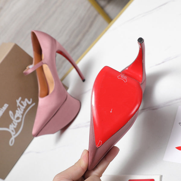 CL Matières Fécales Platform Pumps 15cm Pink Satin 637889