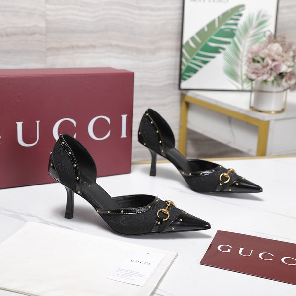 GG 26s Savoy Pumps Black Lambskin Canvas 961241