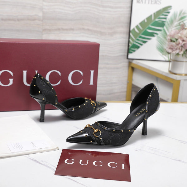 GG 26s Savoy Pumps Black Lambskin Canvas 961241