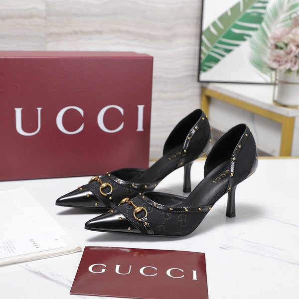 GG 26s Savoy Pumps Black Lambskin Canvas 961241