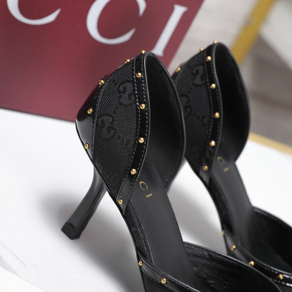 GG 26s Savoy Pumps Black Lambskin Canvas 961241