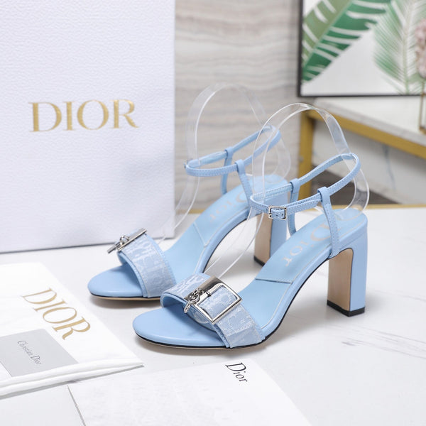 CD 26s D-Idole Heeled Sandals 8.5cm Light Blue Jacquard Calfskin 961314