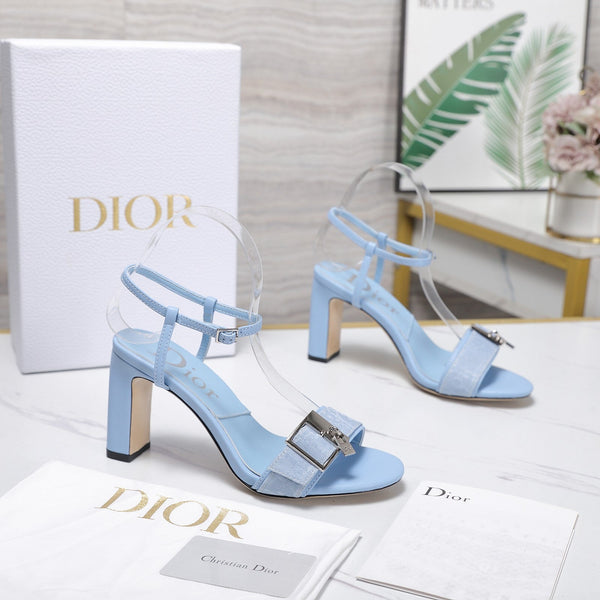 CD 26s D-Idole Heeled Sandals 8.5cm Light Blue Jacquard Calfskin 961314
