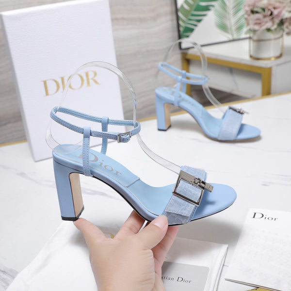 CD 26s D-Idole Heeled Sandals 8.5cm Light Blue Jacquard Calfskin 961314