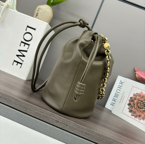Loewe Flamenco Purse Bucket 32 Olive Lambskin Ghw