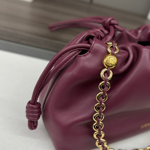 Loewe Flamenco Purse 30 Burgundy Lambskin Ghw