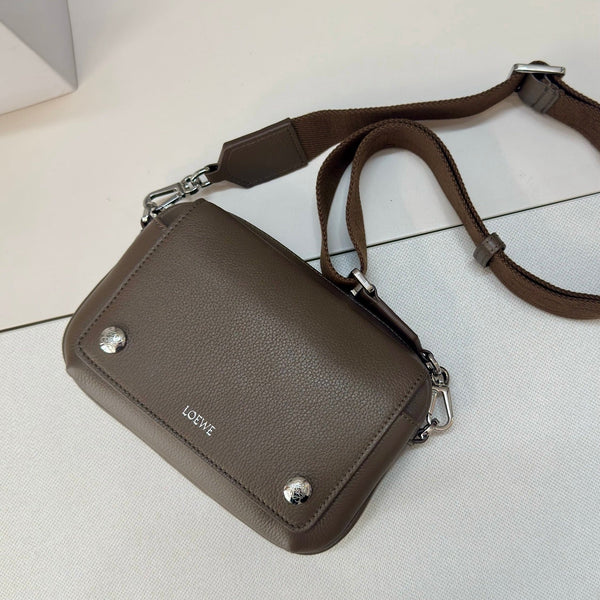 Loewe 2025 Small Pebble Messenger Bag Brown Grained Calfskin 274597