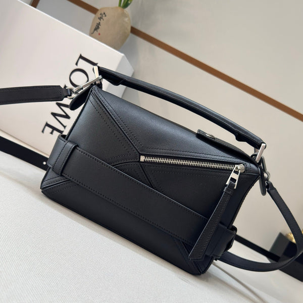 Loewe 2025 Puzzle Biker Bag Black Cowhide 274653