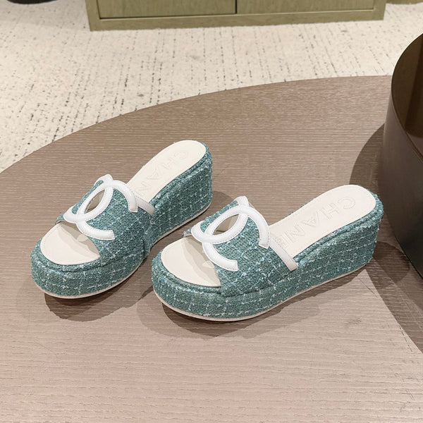 CC 26s Platform Mules Mint Green Lambskin Fabric 916995