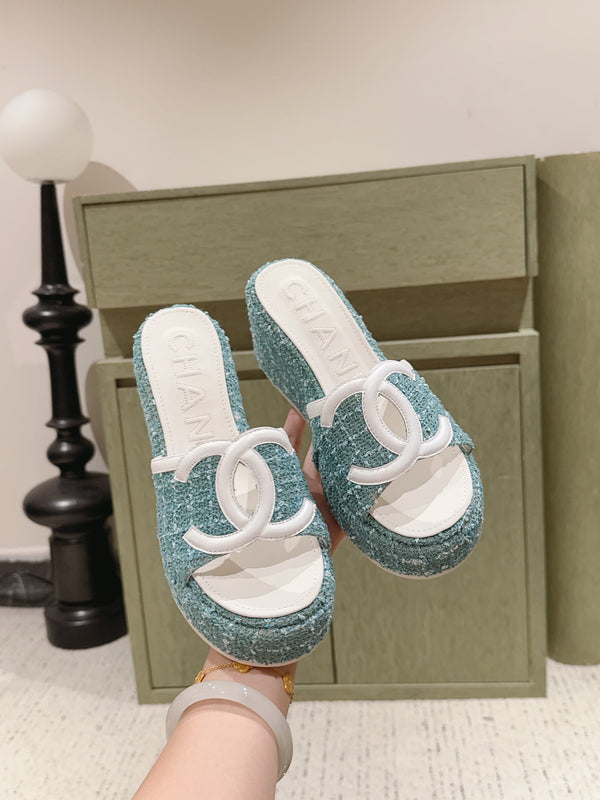 CC 26s Platform Mules Mint Green Lambskin Fabric 916995