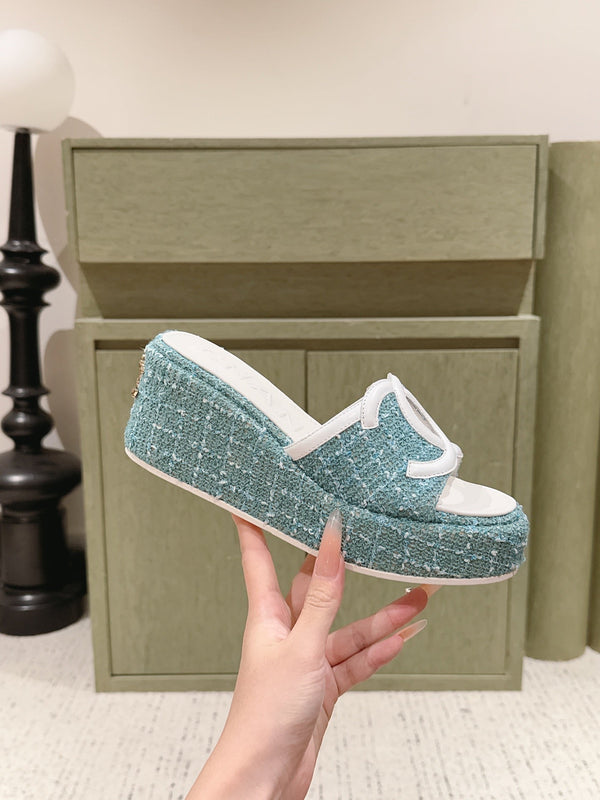 CC 26s Platform Mules Mint Green Lambskin Fabric 916995