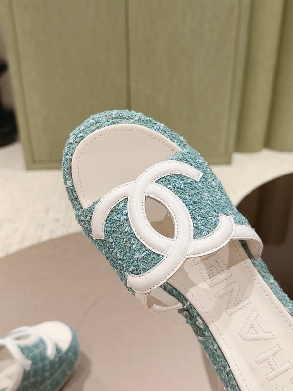 CC 26s Platform Mules Mint Green Lambskin Fabric 916995