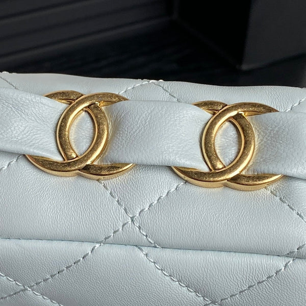 CC 24K Mini Flap Bag 21cm Cloud Blue Lambskin Gold Hardware