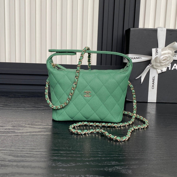 CC 25C Hobo Bag 21.5cm Top Handle Dark Green Grained Calfskin