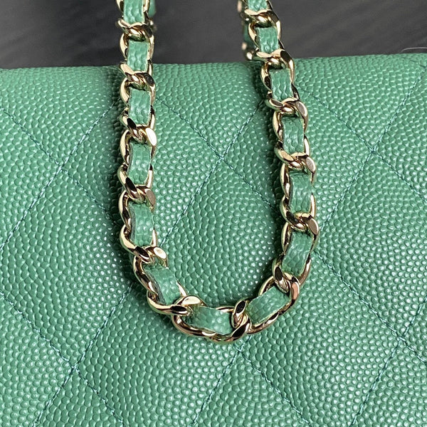 CC 25C Hobo Bag 21.5cm Top Handle Dark Green Grained Calfskin