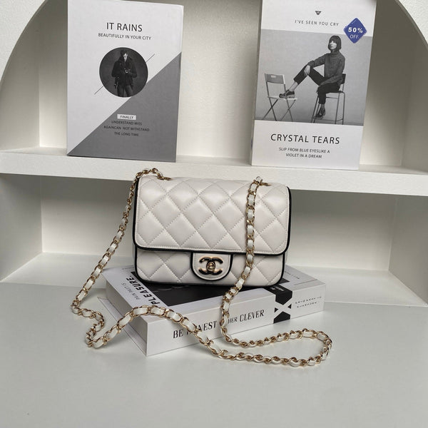 CC Mini Graphic Frame Flap Bag White Lambskin
