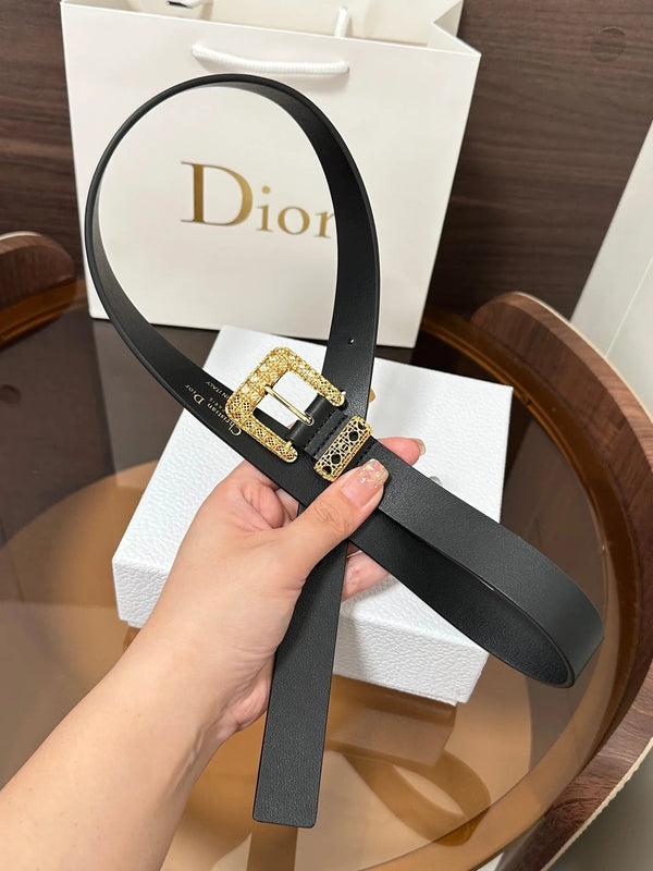 CD 2026 Cannage Belt 2.5cm Smooth Calfskin